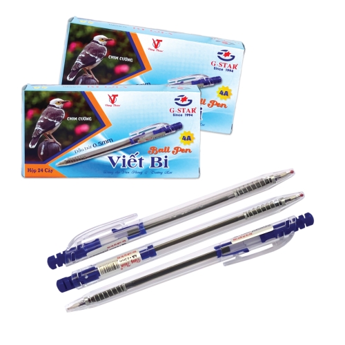 Bút bi bấm  4A  - xanh, đỏ  (vỏ trong)  - Ấn Độ